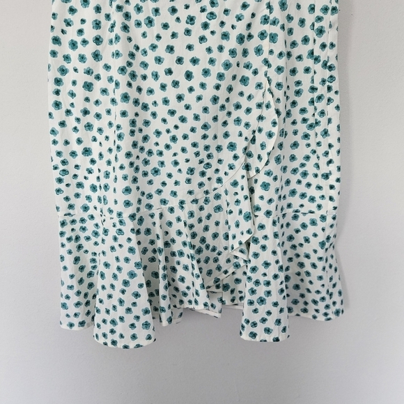 Rebecca Taylor Emerald Daisy Floral Print Dress 6 Flounce Ruffle Hem Sleeveless - Picture 3 of 10